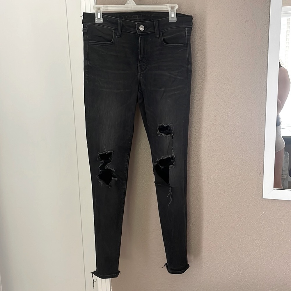 American Eagle next level stretch Black Distressed Jeans